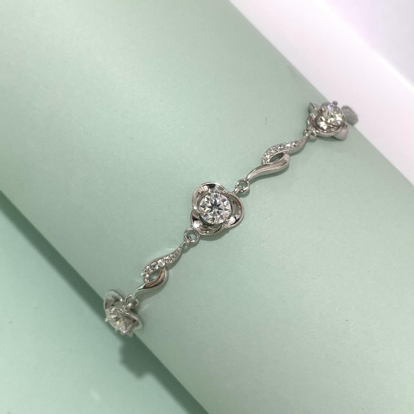 Moissanite Clover Ocean Heart Bracelet Girls S925 Sterling Silvery Fashion Temperament Rose Design Light Luxury