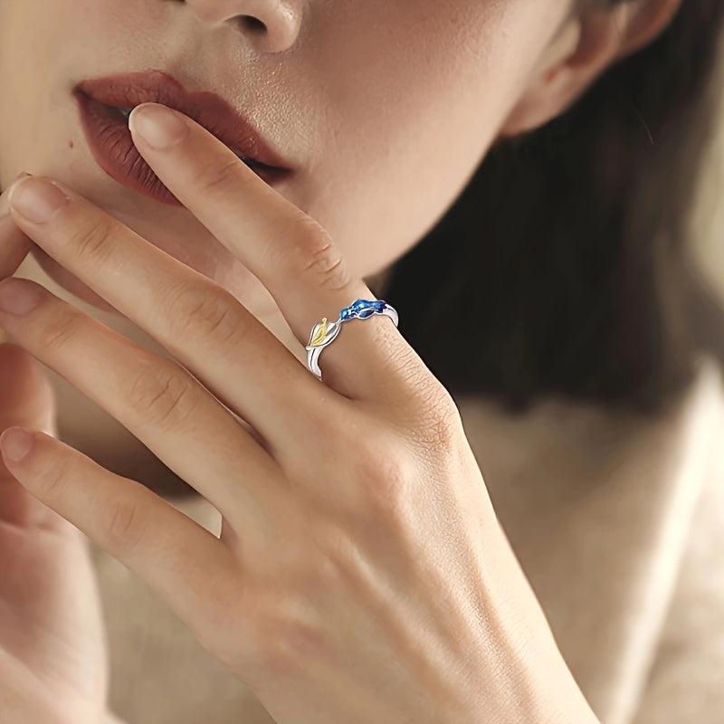 YFN Hummingbird Ring 925 Sterling Silver Animal Rings For Women (Resizable Ring)