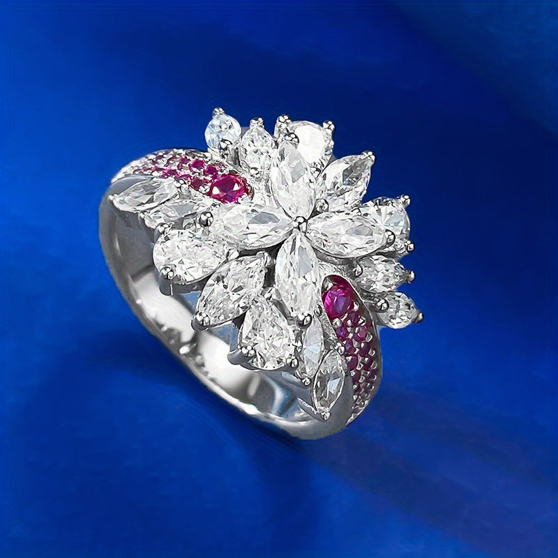 S925 925 Silver Rainbow Bridge Brocade Ring for, Luxury High Carbon Stone Personality Fashion Exquisite Jewelry Anniversary Birthday Valentine's Day Christmas Gift, for Teenager