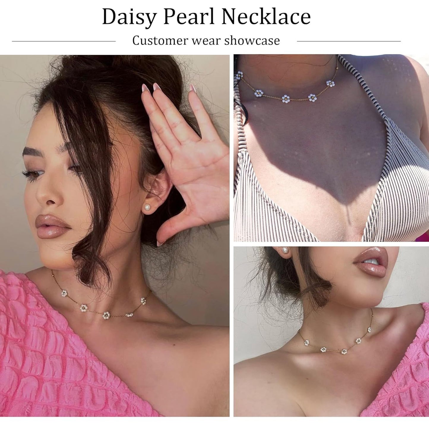 Daisy Necklace, Dainty Choker Necklace for Women as Flower Necklace Gift, Golden Plated Stainless Steel Golden Plated Necklaces as Birthday Gifts for Her Daisy Costume Gift
