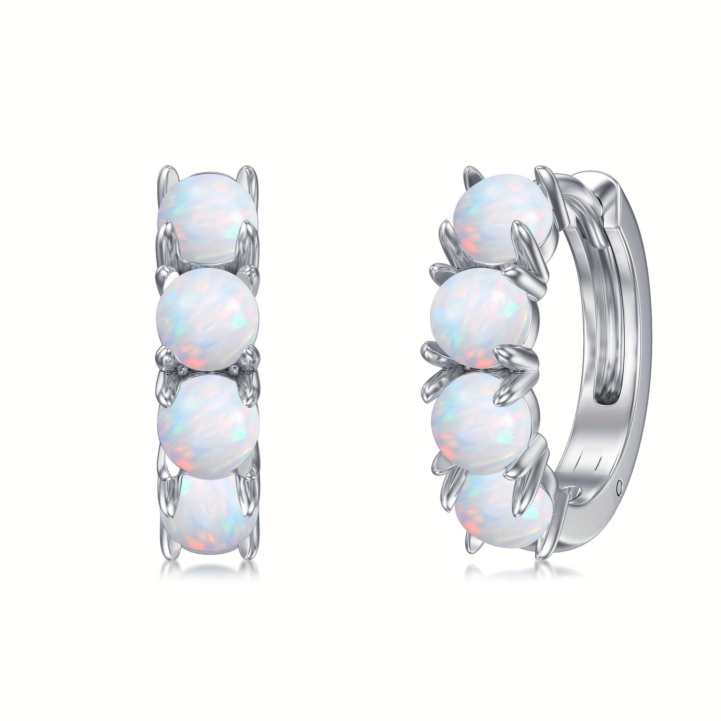 925 Sterling Silver Synthetic White Opal Earrings For Women Small Hoop Earrings Synthetic White Opal Jewelry For Women Anniversary Birthday Mother'S Day Gifts For Women Wife Mom Daughter