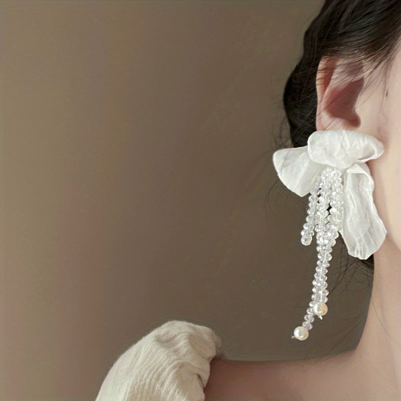 Super Fire Tassel Hanging Feeling Super Fairy Bride Petals Internet Celebrity Popular Summer Women'S Earrings