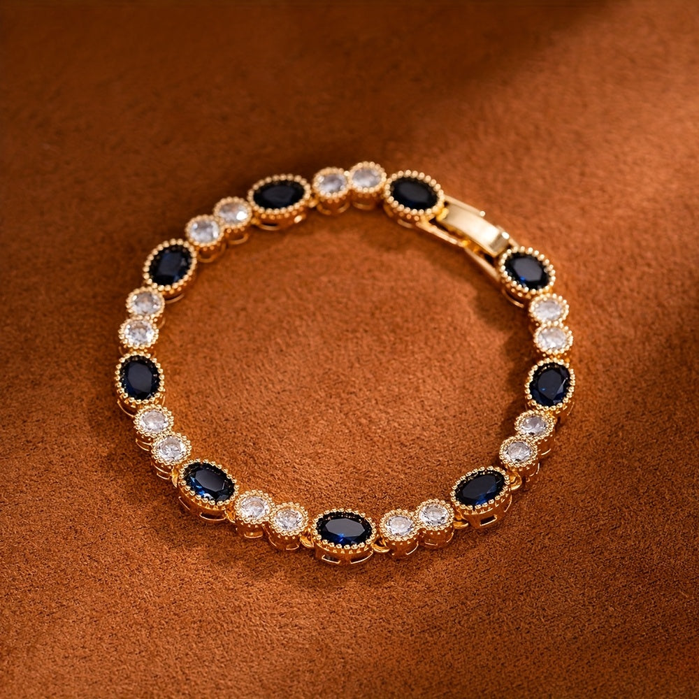 Gorgeous Oval Bracelet, Women'S Bracelet Inlaid with 5A Grade Zirconia.