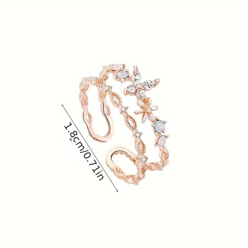 Butterfly Fairy Ring Female Forest Super Fairy Heart Fold Finger Ring Fashion Double Layer Butterfly Opening Ring, Perfect Birthday Gift, High Jewelry