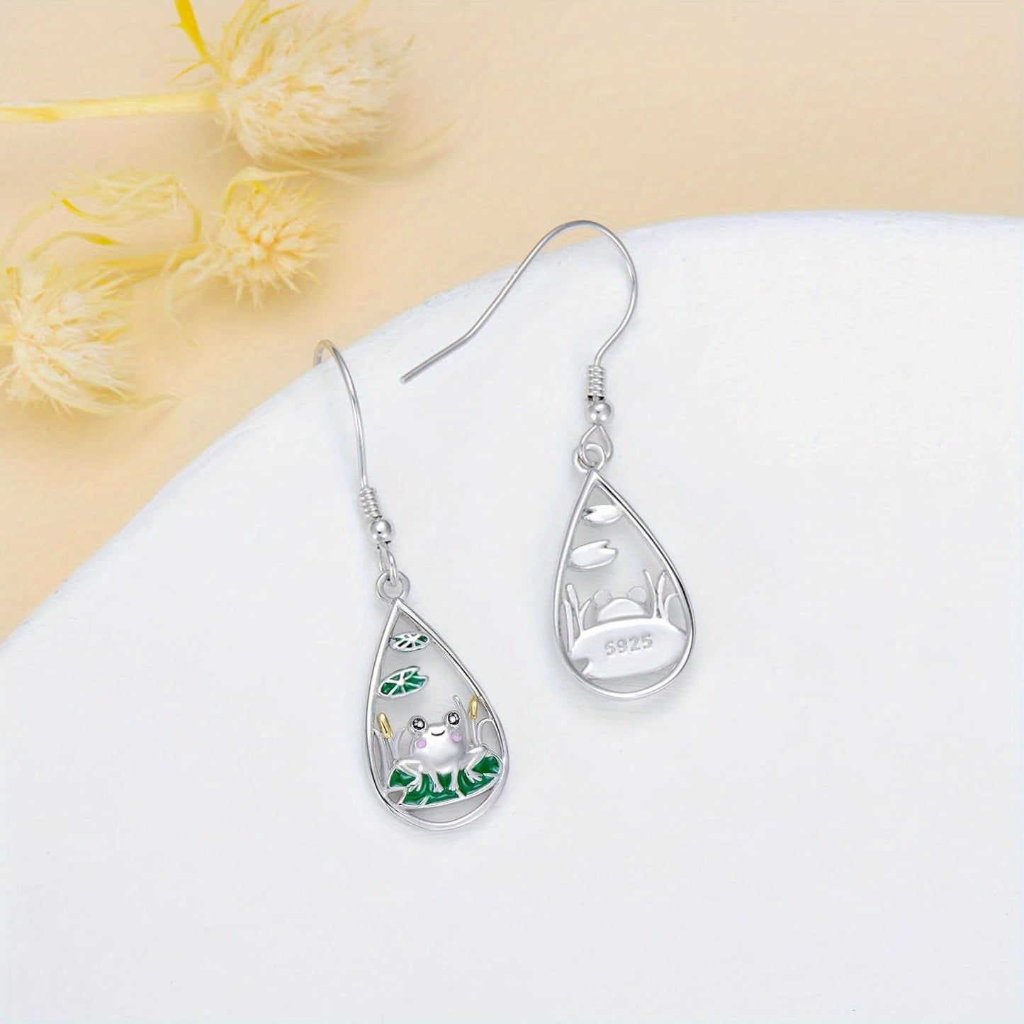 925 Sterling Silvery Frog Earrings for Women with Cute Animal Pendant Earrings Frog Jewelry for Women Birthday Gift with Gift Box
