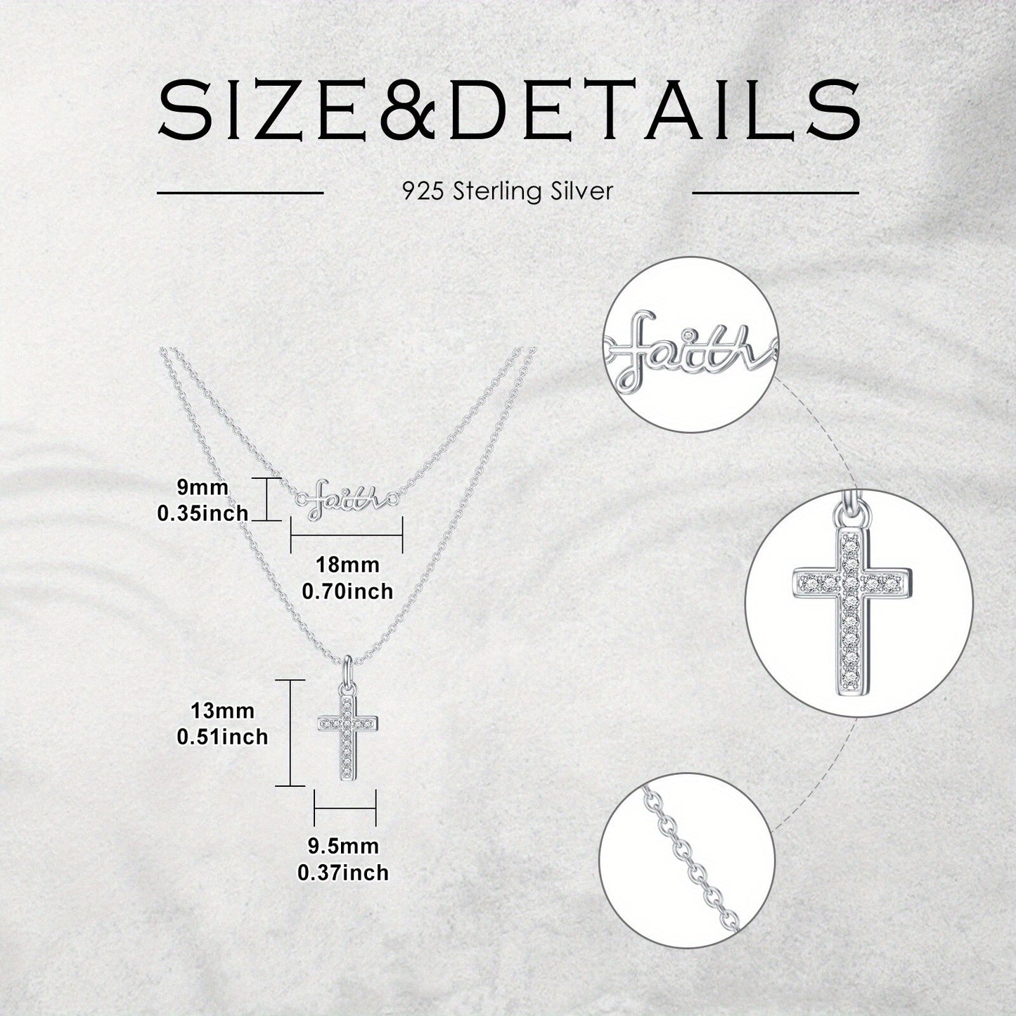 Elegant 925 Sterling Silver Faith & Cross Layered Necklace with Lab-Grown Gemstone - Perfect for Daily Wear or Gifting, Christmas Jewelry|Elegant Necklace|Durable Jewelry