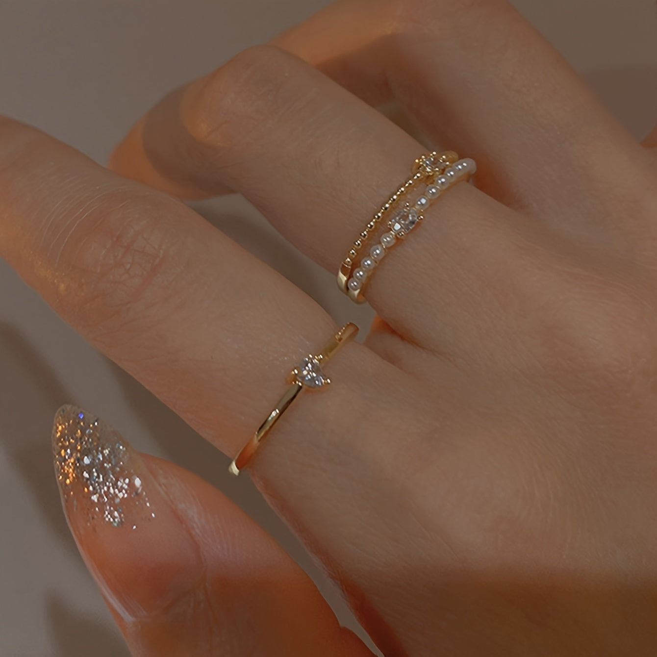3pcs Elegant Stacking Ring with Sparkling Zirconia - Lovely Heart\u002F Square Shape Accessory for Her to Wear with Her Everyday Outfit Party Accessory.