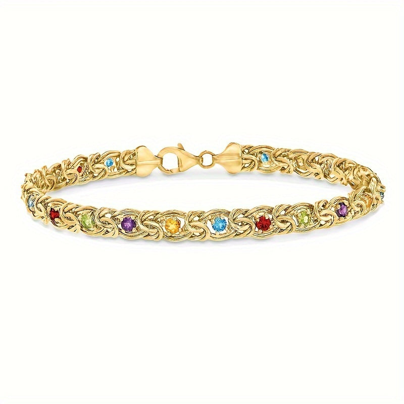 925 Silver, Golden Plated. High Quality Cuban Artificial Crystals Inlaid Straw Rope Bracelet, Girlfriend Valentine'S Day Mother'S Day Gift Mum'S Christmas Wedding Gift, Complimentary Boutique Gift Box
