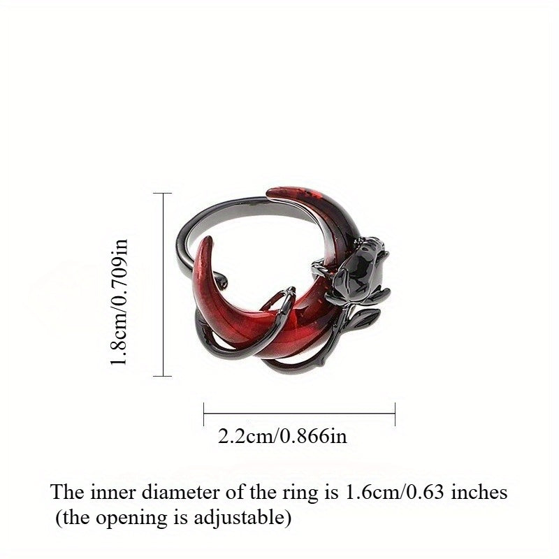 3pcs fashionable, exquisite and elegant red crescent-shaped asymmetrical tassels, niche, unique, high-end sweet and cool earrings, ring sets and ornaments