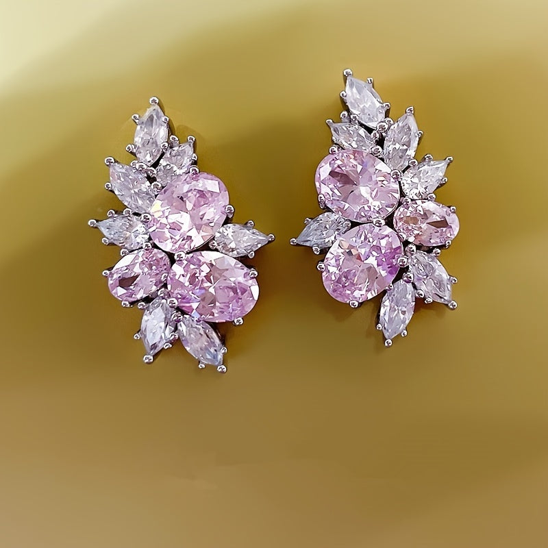 Sparkling Cherry Blossom Pink Flower Earrings for Women in Spring and Summer with Super Sweet and Gentle Temperament