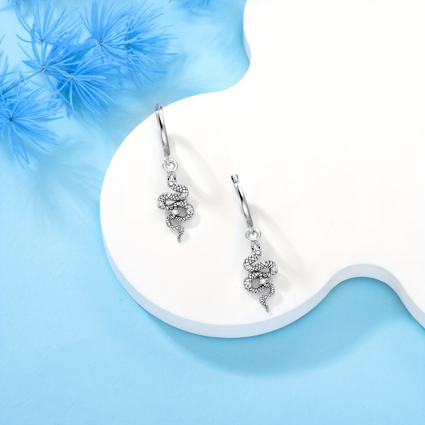 Snake Earrings for Women Sterling Silver Cute Snake Hoop Dangle Earrings Snake Jewelry Gifts for Women Mom Wife Girlfriend Daughter