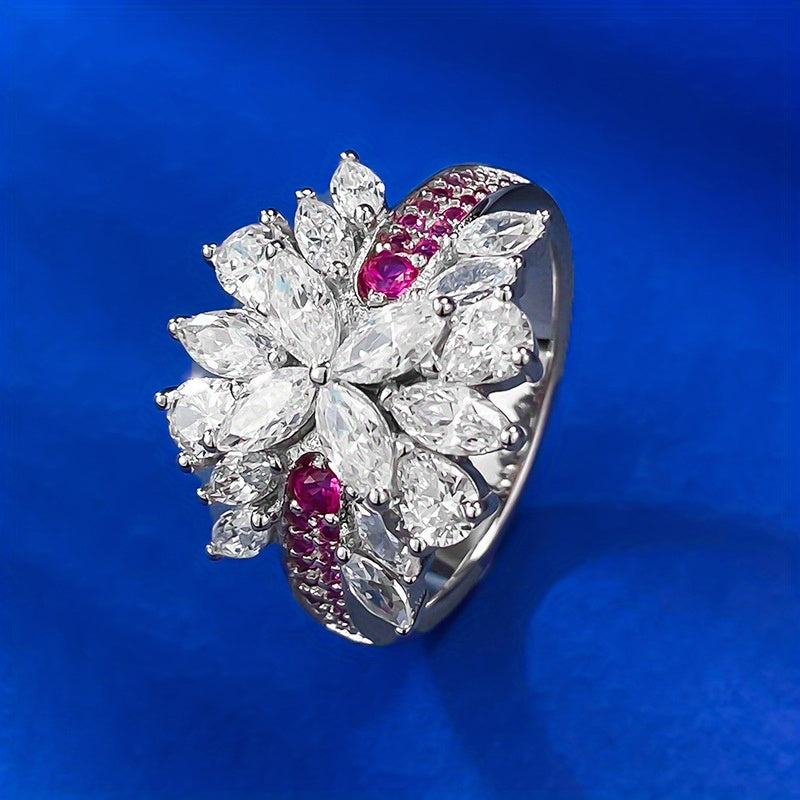 S925 925 Silver Rainbow Bridge Brocade Ring for, Luxury High Carbon Stone Personality Fashion Exquisite Jewelry Anniversary Birthday Valentine's Day Christmas Gift, for Teenager