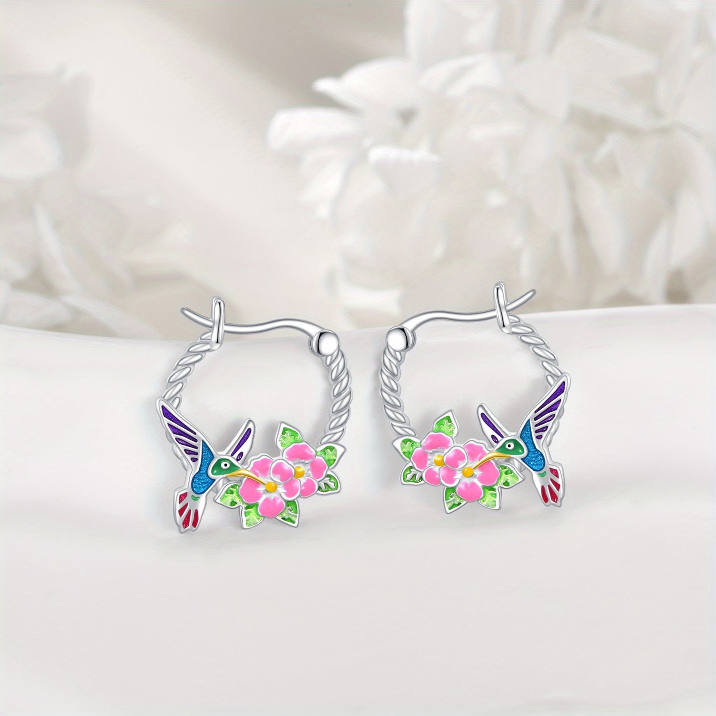 Hummingbird Earrings 925 Sterling Silver Hummingbird Hoop Earrings Cute Bird Earrings Jewelry Gifts for Women