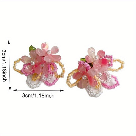 1 Pair of Forest-Themed And Delicate Flower Earrings, Sweet And High-End Versatile Earrings, Cute And Girlish Earrings