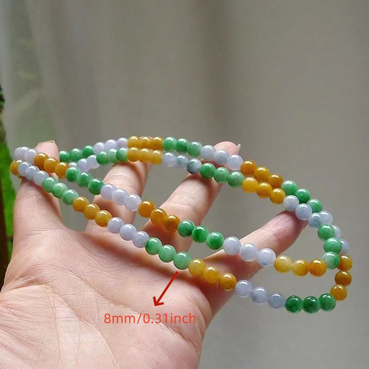 1pc Boutique Tri-color Natural Stone Multi-ring Bracelet, Mineral Bracelet Necklace, Can Be Used As A Bracelet For Men And Women.