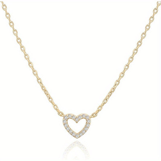 Delicate heart love pendant necklace Cubic zirconia heart necklace | Lovely delicate female love pendant necklace