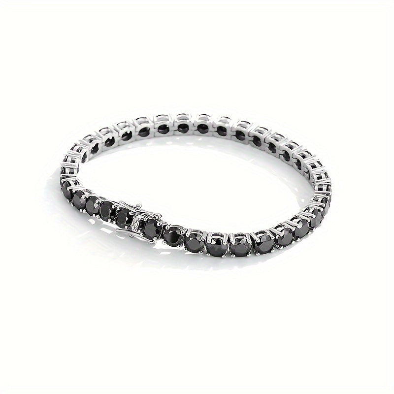 1pc 0.5ct Black Moissanite Decor Tennis Bracelet, Classic Exquisite Cool Jewelry, Ideal Choice for Gifts