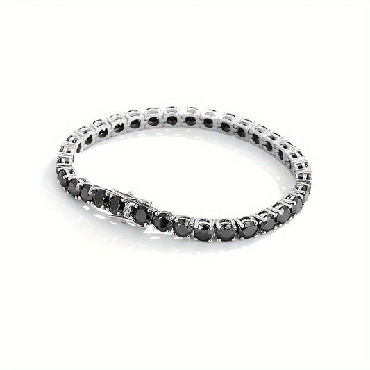 1pc 0.5ct Black Moissanite Decor Tennis Bracelet, Classic Exquisite Cool Jewelry, Ideal Choice for Gifts