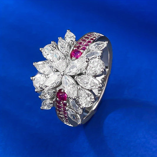 S925 925 Silver Rainbow Bridge Brocade Ring for, Luxury High Carbon Stone Personality Fashion Exquisite Jewelry Anniversary Birthday Valentine's Day Christmas Gift, for Teenager