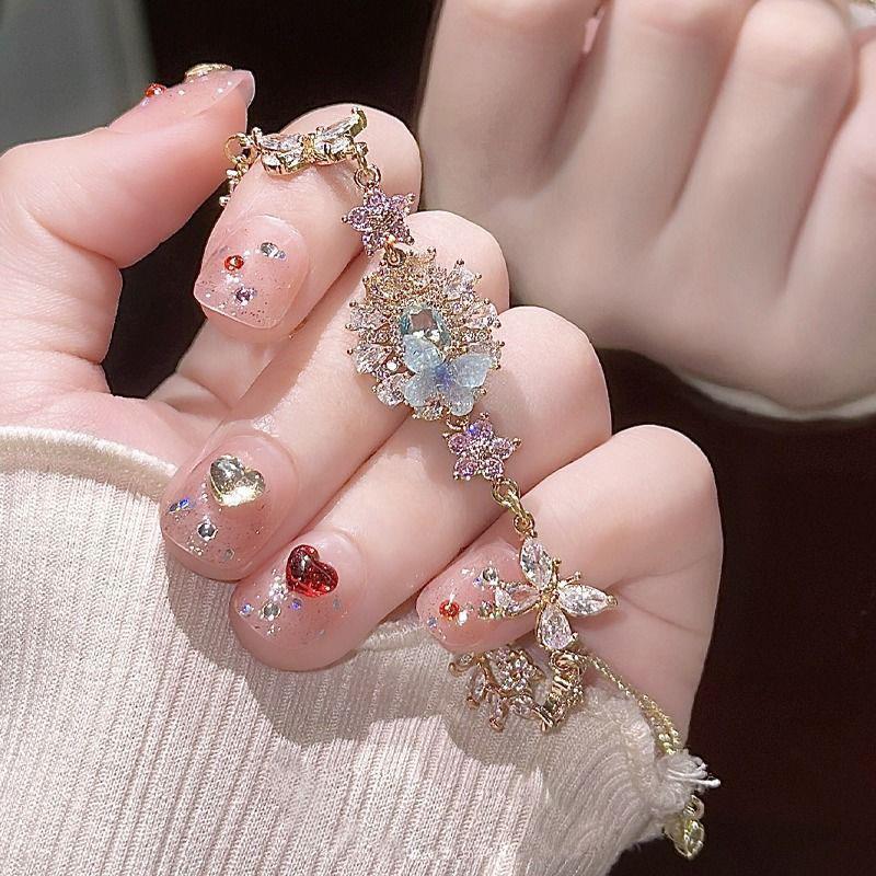 Vintage Elegant Alloy Flower Butterfly Bracelet, Adjustable Fairy Style, Perfect for Gifts and Daily Wear, Valentine'S Day Accessory