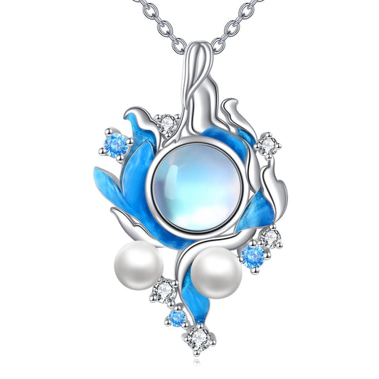 1pc Mermaid Necklace 925 Sterling Silvery with Pearl Mermaid Pendant Moonstone Mermaid Jewelry Women's Gift