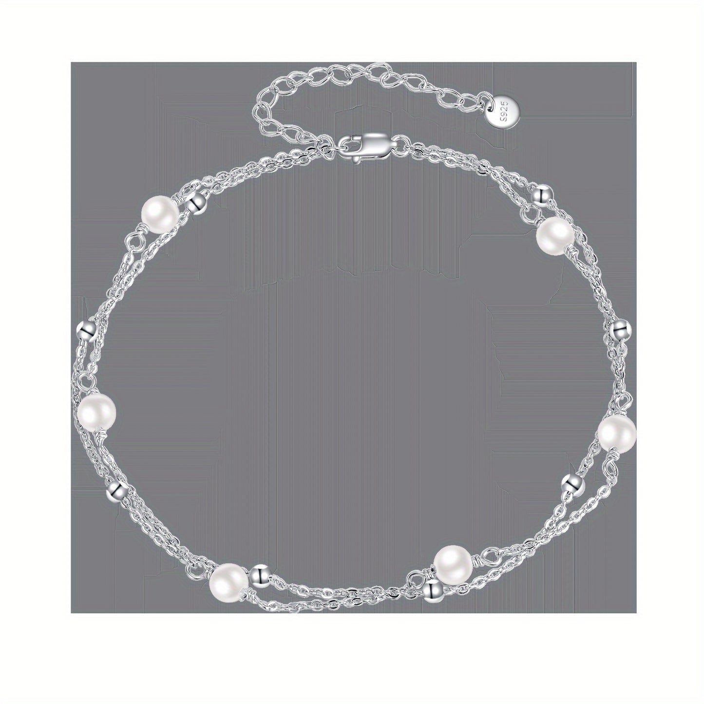 Double Layer Bracelet with S925 Pure Silvery and Freshwater Pearls