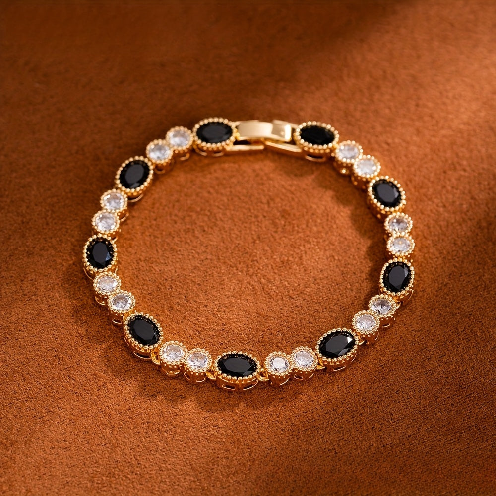Gorgeous Oval Bracelet, Women'S Bracelet Inlaid with 5A Grade Zirconia.