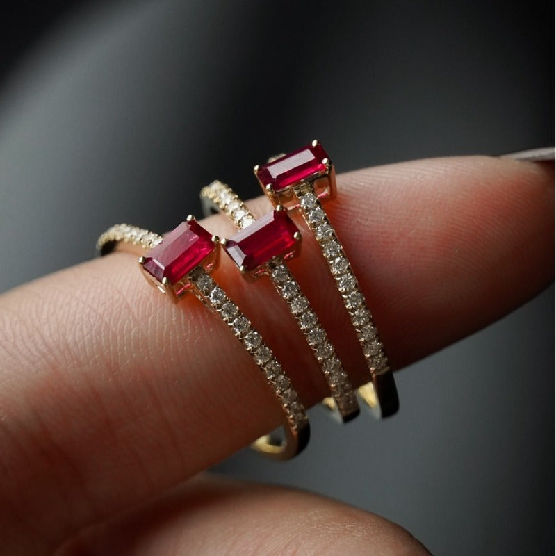 Red Elk S925 Sterling Silver Fashion Ring Ring Niche Color Treasure Retro Palace Style Classic HandEdit Women's RingEvent and party supplies with luxury gift boxes
