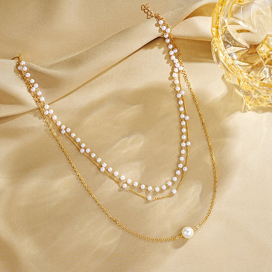 3pcs\u002FSet Graceful Minimalist Multi-Layered Artificial Pearl Charm Necklace Elegant Temperament Versatile Daily Banquet Party Wear Women's Jewelry, Mother's Day Gifts, Necklace for Women, Birthday Gift for Her