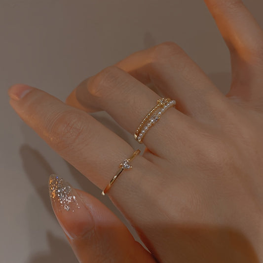 3pcs Elegant Stacking Ring with Sparkling Zirconia - Lovely Heart\u002F Square Shape Accessory for Her to Wear with Her Everyday Outfit Party Accessory.