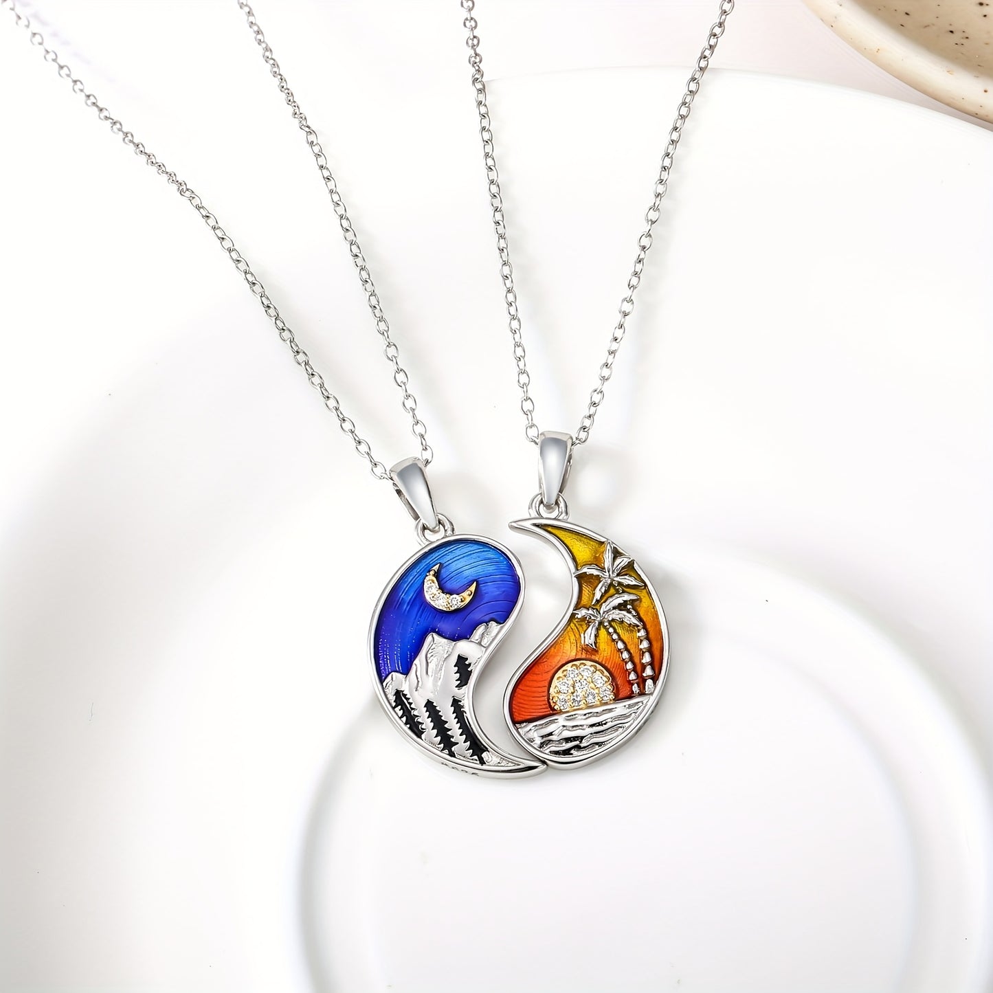 Yin Yang Necklace Sterling Silver Yin Yang Ancient Pendant Necklace Jewelry Gifts for Couple Women Wife
