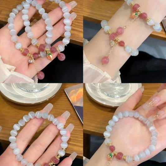 Elegant Handmade Opal Beaded Bracelet with Golden-Tone Accents – Versatile and High-End Accessory for Daily Wear or Special Occasions, Festive Jewelry|Opulent Accessory|Opal Beads