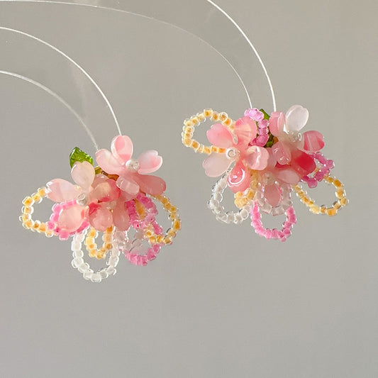 1 Pair of Forest-Themed And Delicate Flower Earrings, Sweet And High-End Versatile Earrings, Cute And Girlish Earrings
