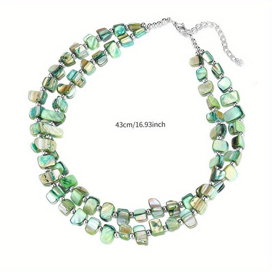 4pcs Retro Bohemian Handmade Two-Tone Shell Beaded Necklace, Bracelet And Earring Set. Creative And Colorful Options, Suitable for Ladies' Accessories for Parties And Festivals.