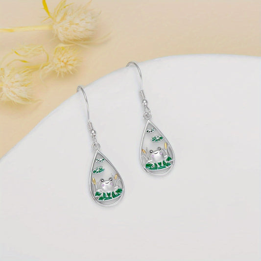 925 Sterling Silvery Frog Earrings for Women with Cute Animal Pendant Earrings Frog Jewelry for Women Birthday Gift with Gift Box