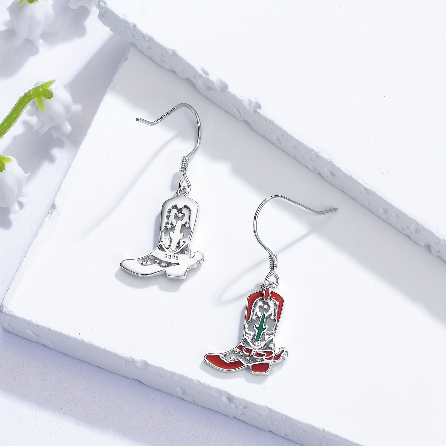 Cowboy Boot\u002FTexas Earrings 925 Sterling Silver Cowgirl Dangle Drop Earrings Cowgirl Boots Earrings Country Western Jewelry Gifts for Women