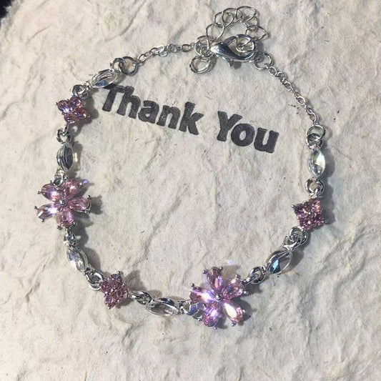 1 Cherry Blossom Pink Petal Bracelet, Alloy Set Glitter, Wear Daily Dating Banquet Party, Gifts, Birthdays