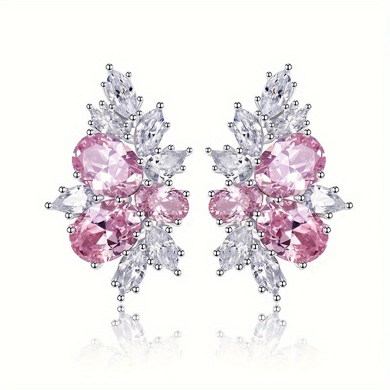 Sparkling Cherry Blossom Pink Flower Earrings for Women in Spring and Summer with Super Sweet and Gentle Temperament