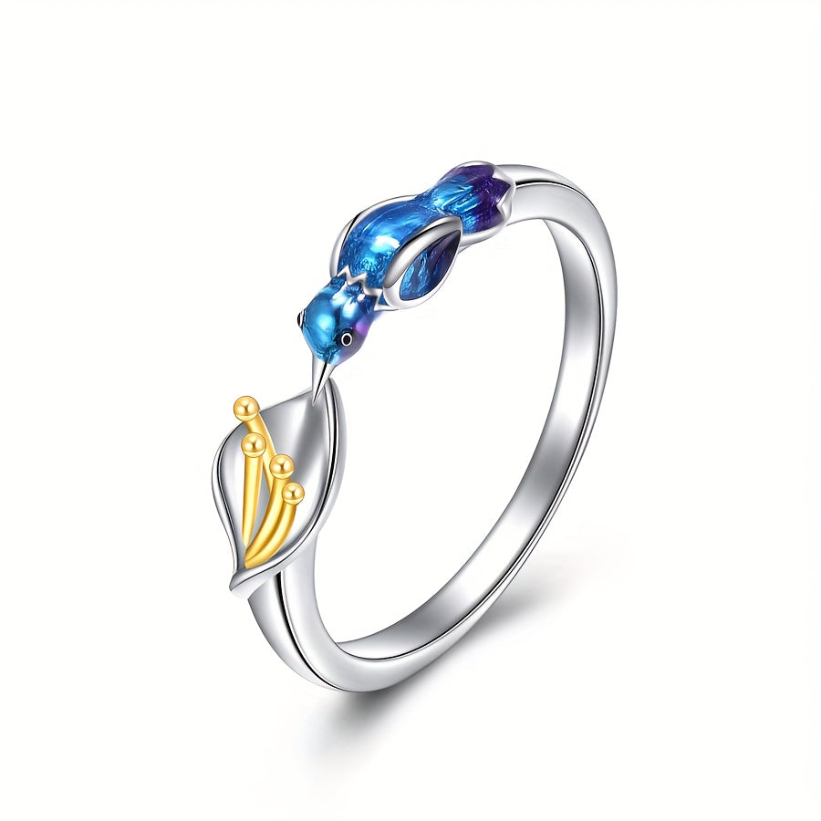 YFN Hummingbird Ring 925 Sterling Silver Animal Rings For Women (Resizable Ring)