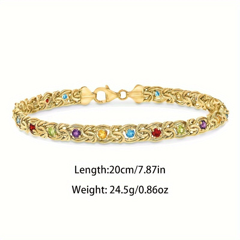 925 Silver, Golden Plated. High Quality Cuban Artificial Crystals Inlaid Straw Rope Bracelet, Girlfriend Valentine'S Day Mother'S Day Gift Mum'S Christmas Wedding Gift, Complimentary Boutique Gift Box