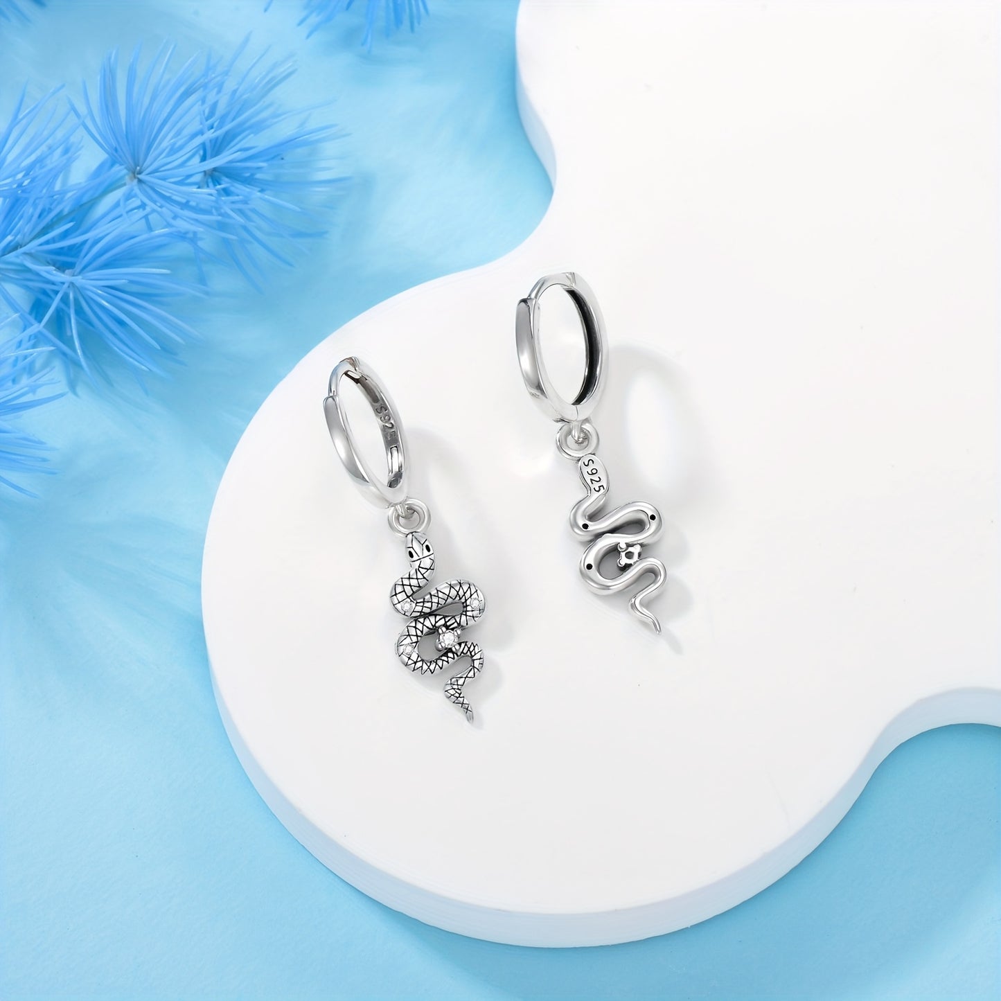Snake Earrings for Women Sterling Silver Cute Snake Hoop Dangle Earrings Snake Jewelry Gifts for Women Mom Wife Girlfriend Daughter